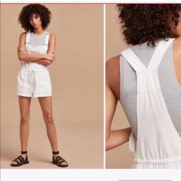Aritzia Wilfred Beatriz Romper Shirt Overalls White Size Small - Picture 2 of 7